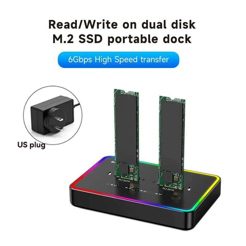 Dual M.2 NVMe & SATA SSD Docking Station with Offline Clone