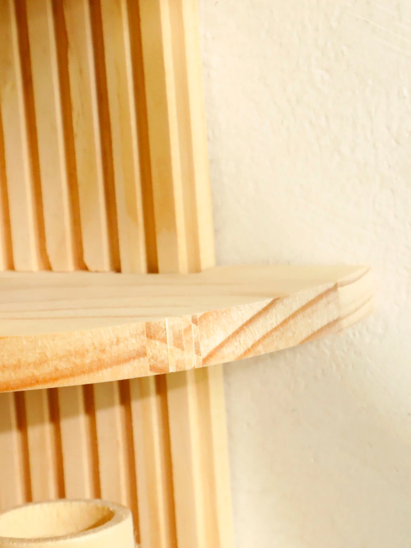 Geometric Natural Wood Wall Mounted Display Shelf