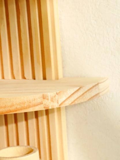Geometric Natural Wood Wall Mounted Display Shelf