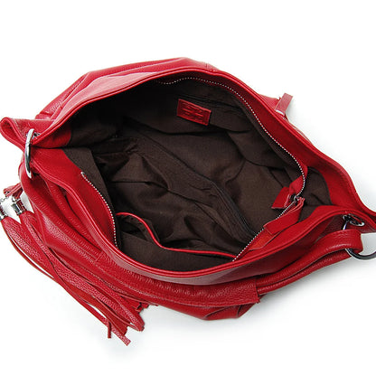 Genuine Leather Tassel Shoulder Bag