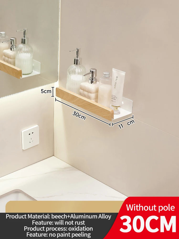 Wood & Aluminium Wall Storage Shelf
