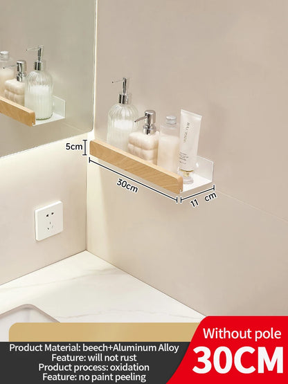 Wood & Aluminium Wall Storage Shelf
