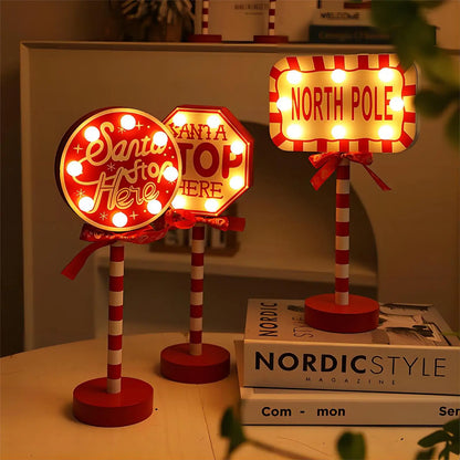 LED Santa Stop Here Christmas Sign