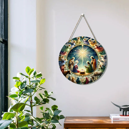 Wooden Christian Nativity Hanging Decoration