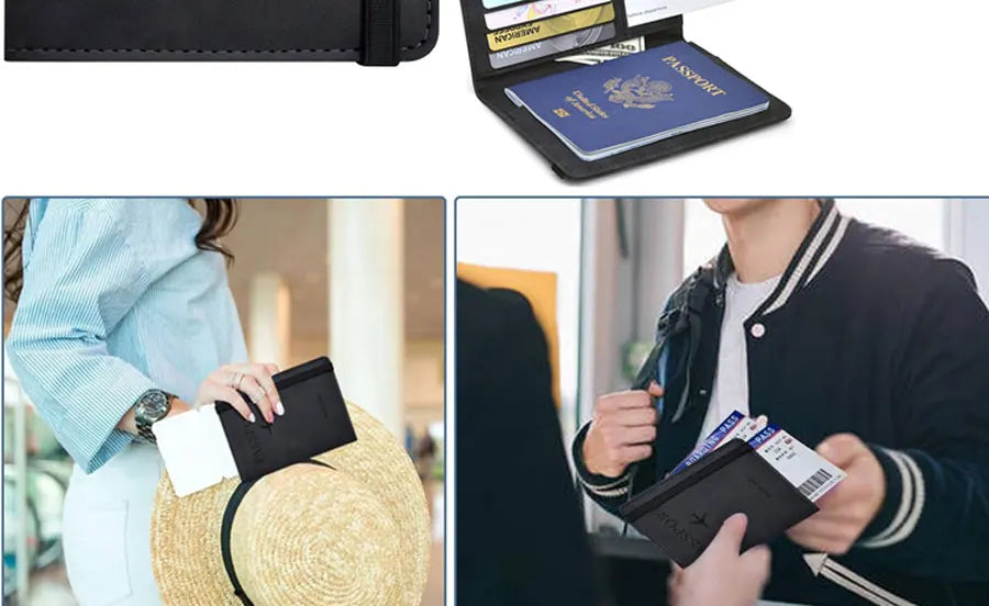 PU Leather Passport Cover and Travel Document Organizer