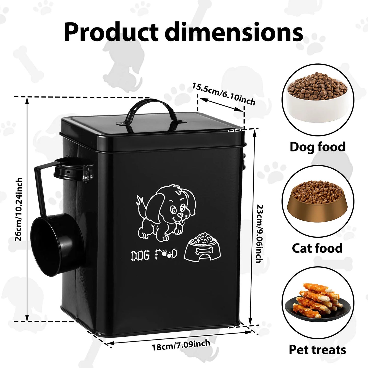 Stainless Steel Pet Food Storage Container with Lid & Scoop