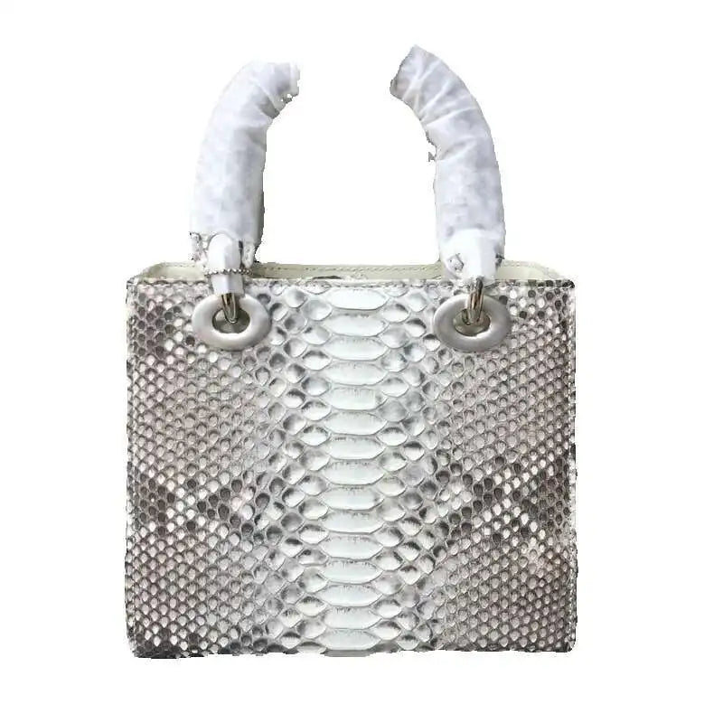 Genuine Snakeskin Leather Top Handle Handbag