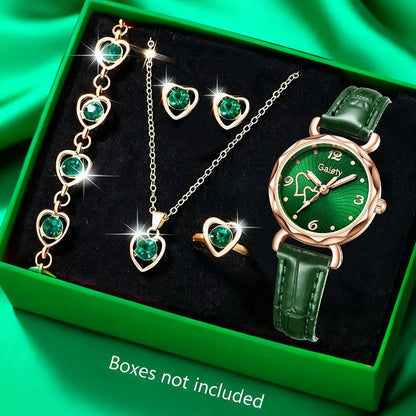 Women’s Heart Rhinestone Watch Jewelry Set