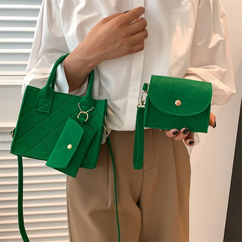 Felt Tote, Crossbody Bag & Wallet Set for Everyday Use
