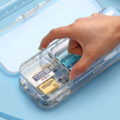 Double Layer Transparent Pencil Case – Large Capacity Stationery Organizer