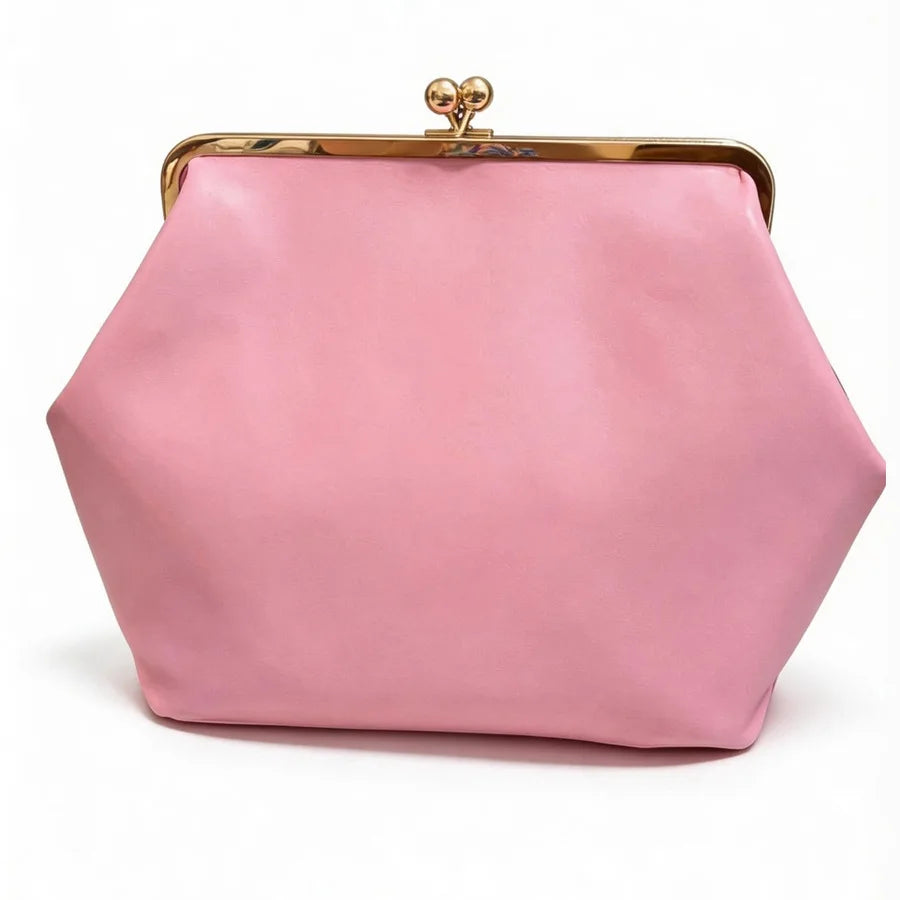Women's PU Leather Kiss Lock Shell Handbag