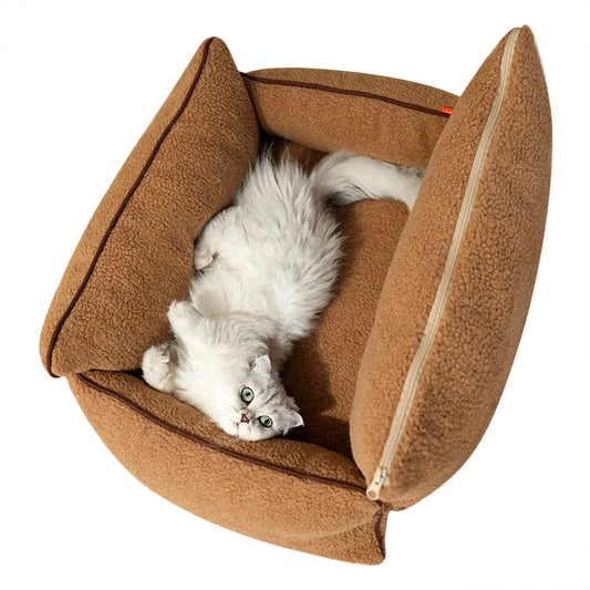 All-Season Plush Pet Sofa Bed for Dogs & Cats