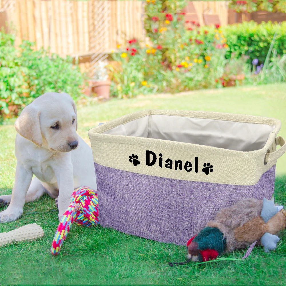 Personalized Foldable Dog Toy Storage Basket