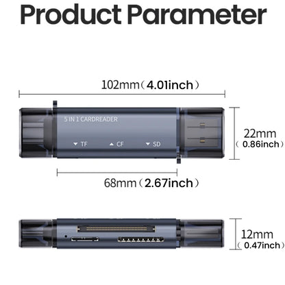 5-in-1 USB & Type-C Card Reader