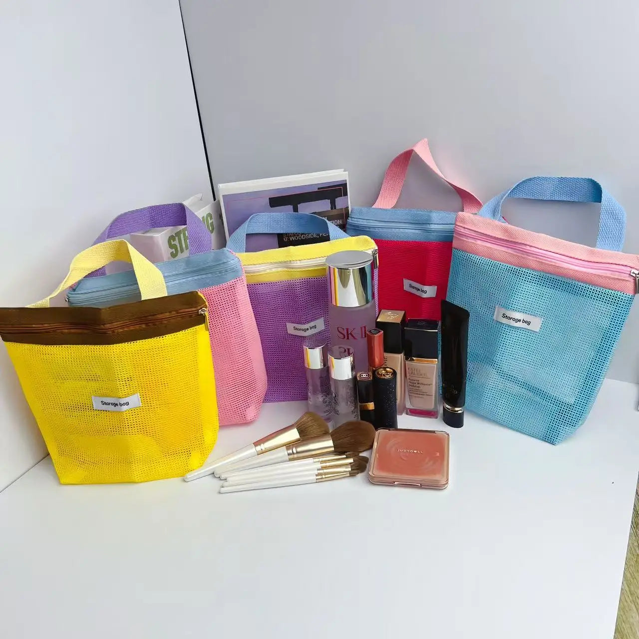 Vibrant Mesh Beach Tote Bag
