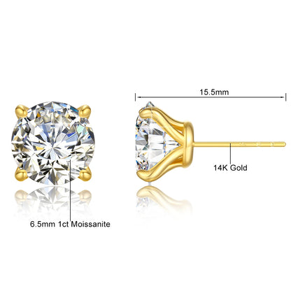 14K Gold Moissanite Stud Earrings