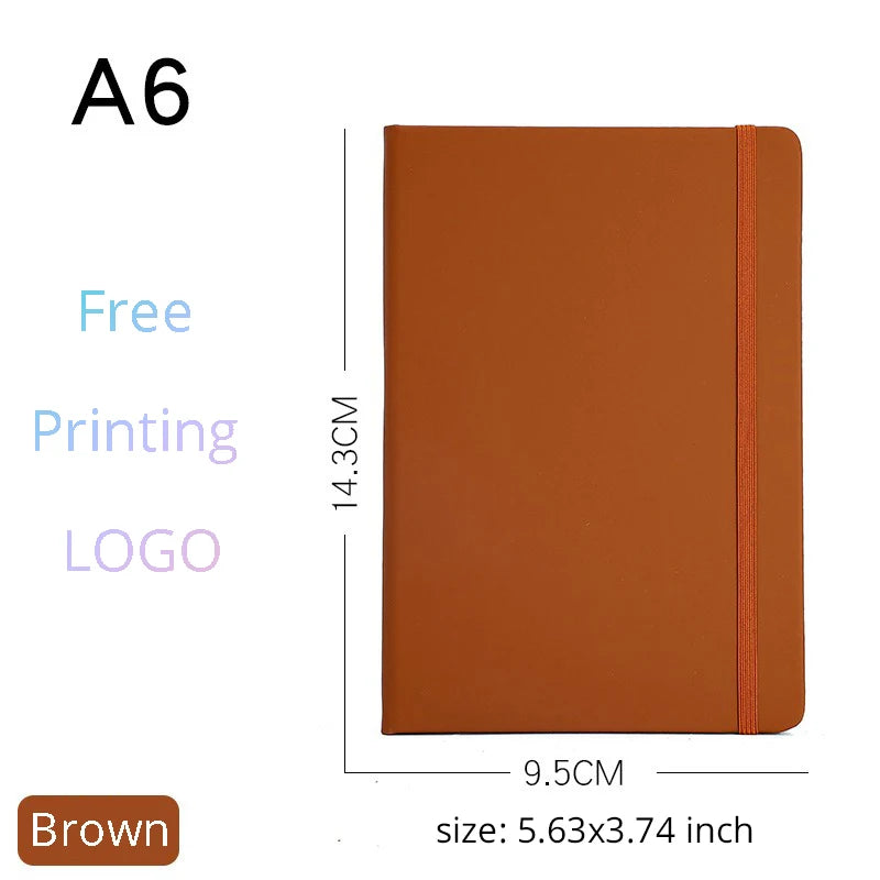 Custom A5/A6 PU Leather Notebook with Logo Printing