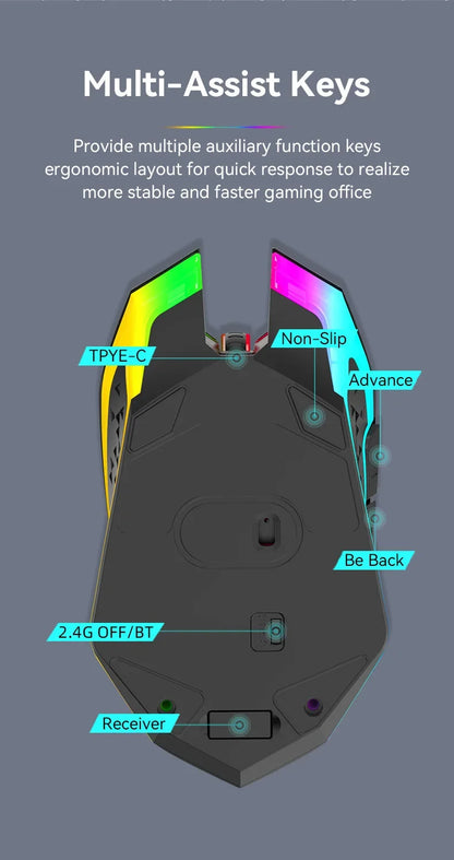 Silent RGB Wireless Gaming Mouse with Type-C Charging
