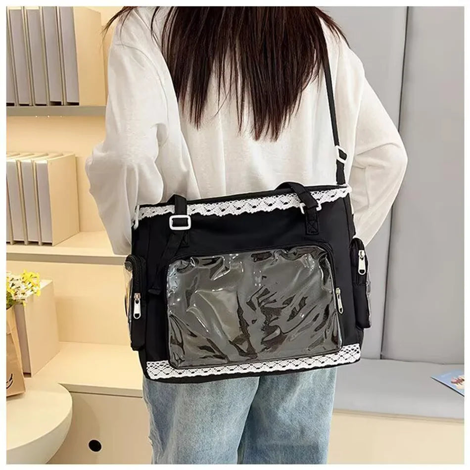 Large Canvas Ita Crossbody Tote Bag