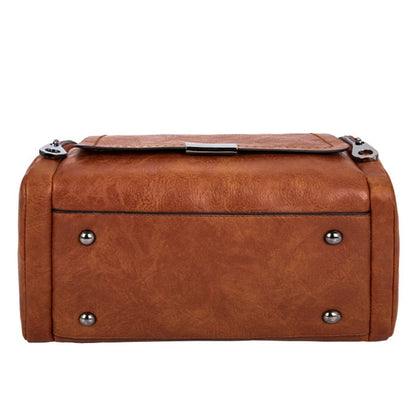 Vintage PU Leather Boston Handbag