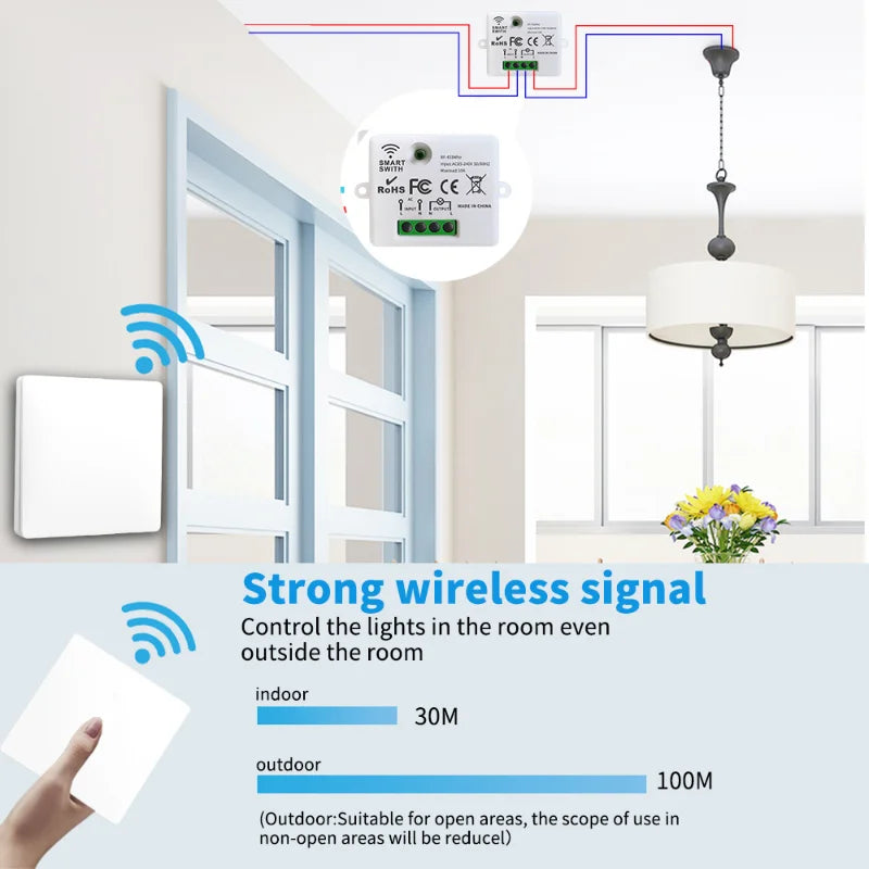 Wireless RF 433MHz Light Switch Relay Receiver