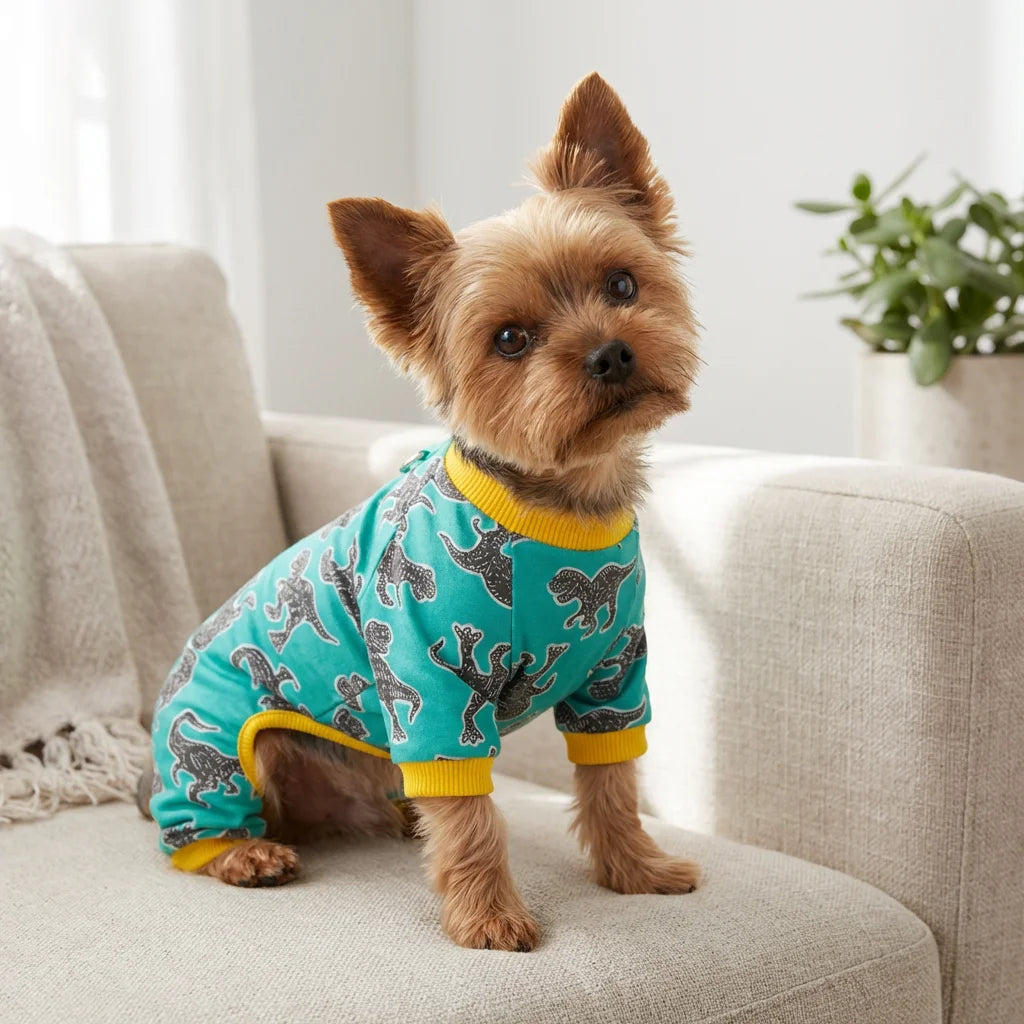 Dinosaur Dog Pajamas – Soft Four-Legged Pet Jumpsuit