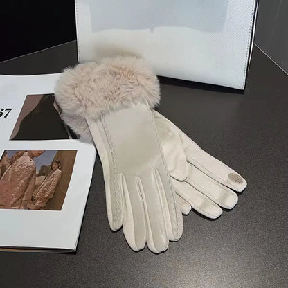 Women’s Winter PU Leather Warm Gloves
