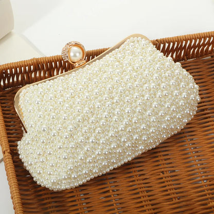 Pearl Beaded Shell Evening Clutch