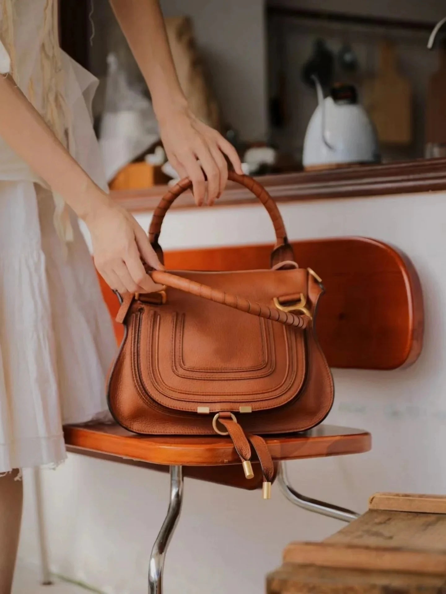 Vintage Genuine Leather Saddle Crossbody Bag for Women