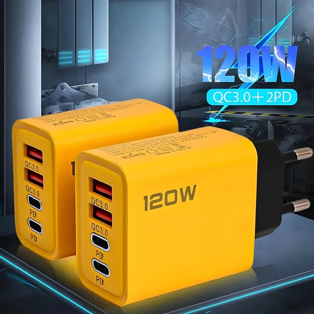 120W 4-Port USB-C & USB Fast Wall Charger