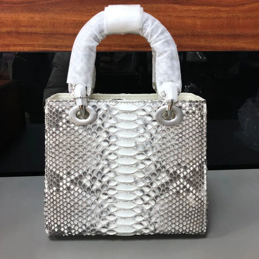 Genuine Snakeskin Leather Top Handle Handbag