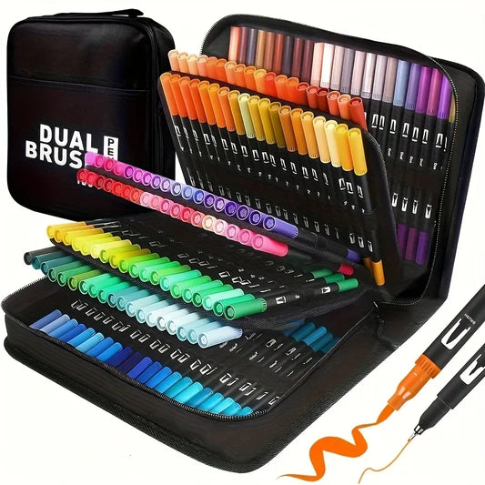 24-Color Dual-Tip Watercolor Brush Marker Set