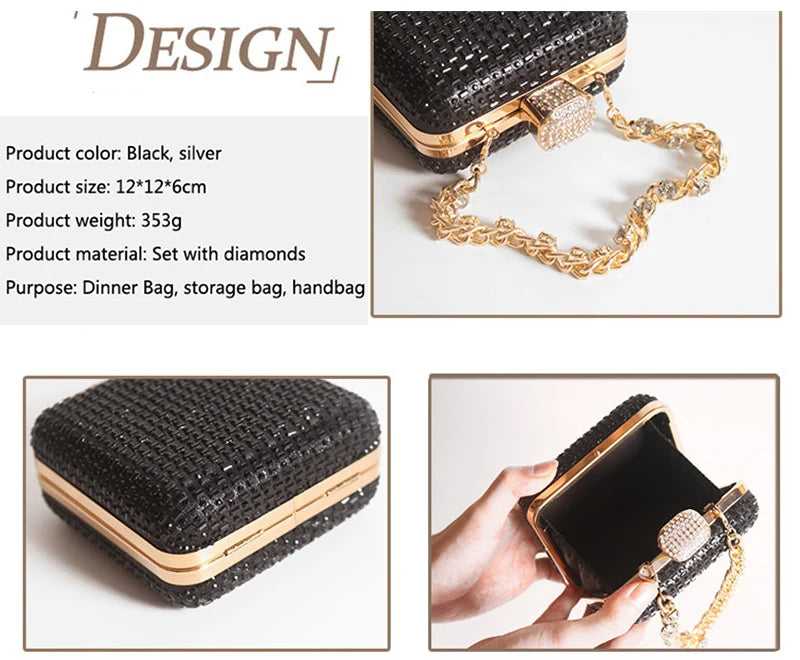 Crystal Minaudière Evening Clutch with Chain