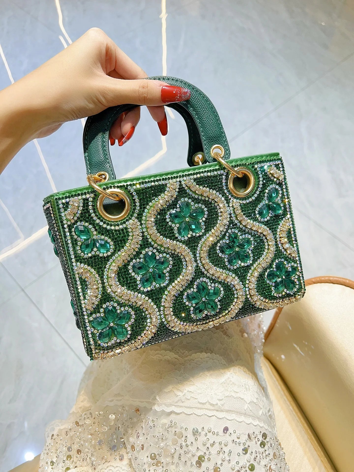 Rhinestone Box Crossbody Bag