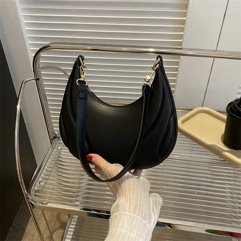 Women’s Half Moon PU Leather Shoulder Bag
