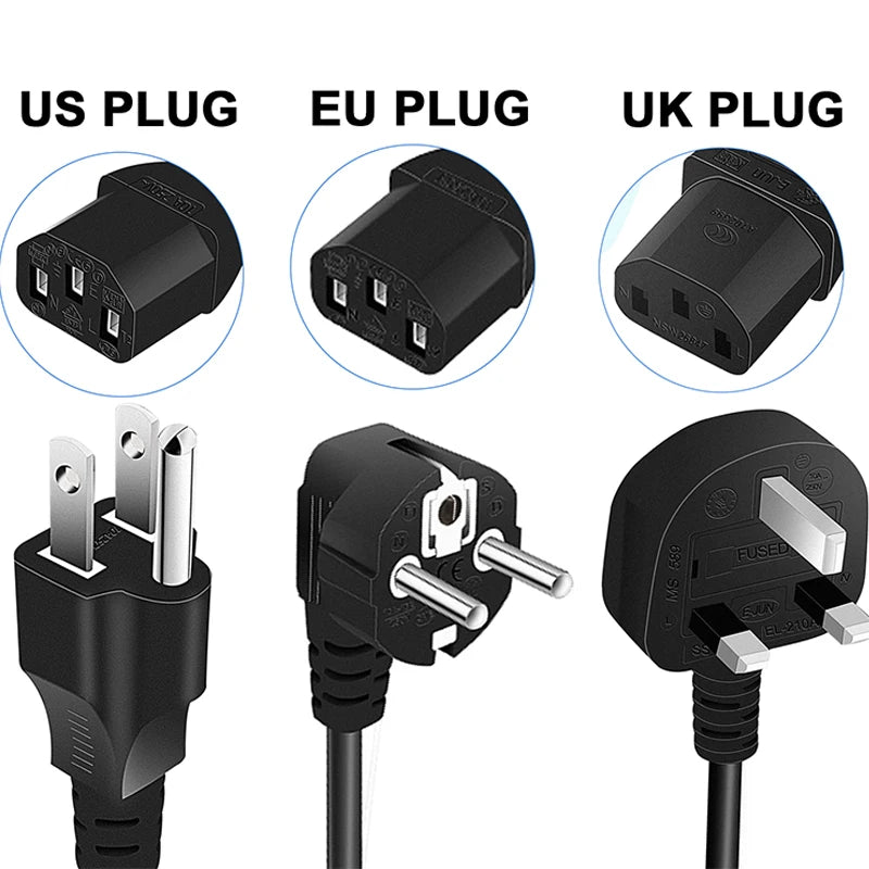 EU UK US AU IEC C13 Power Cable – 10A Appliance Lead