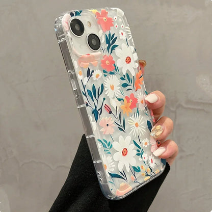 Colorful Flower Clear Phone Case For iPhone 14 13 11 12 15 Pro Max SE2 7 8 Plus XR X XS Max