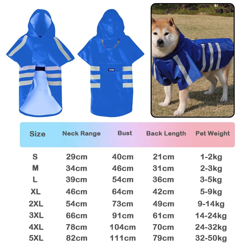 Waterproof Reflective Hooded Dog Raincoat