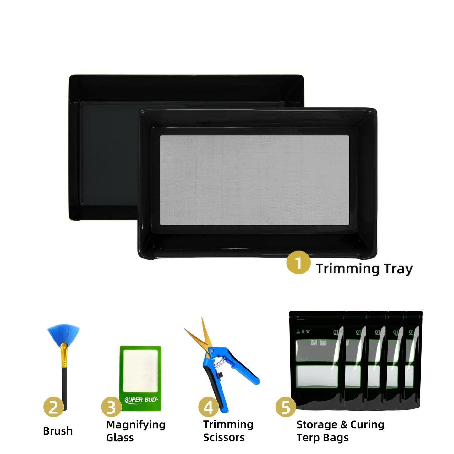 Herb Trimming Tray Kit with 150 Micron Screen
