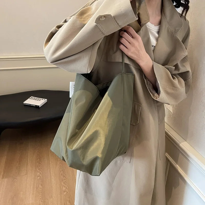 Minimalist Nylon Tote Shoulder Bag