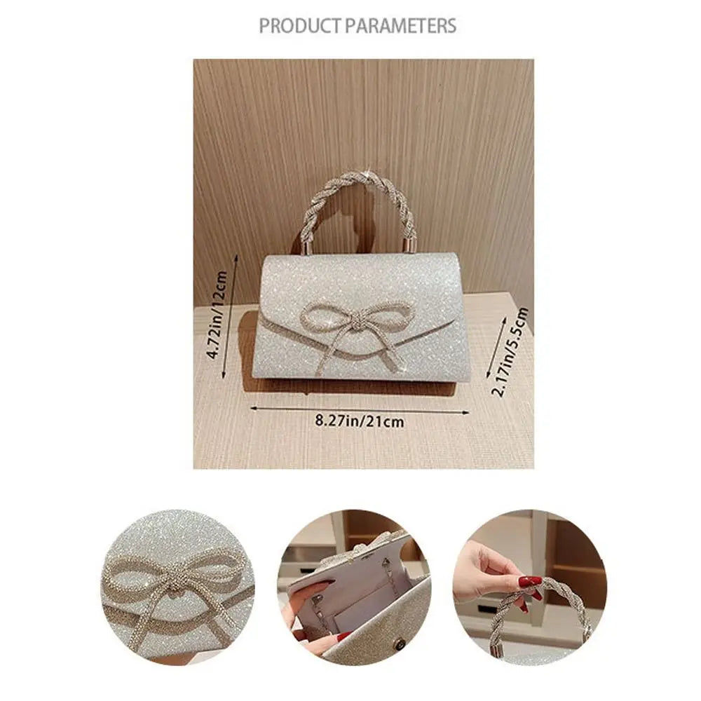 Rhinestone Bow Evening Clutch