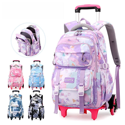 Girls Rolling School Backpack with Wheels