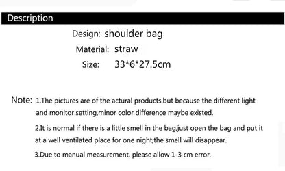 Handwoven Bohemian Straw Shopper Tote Bag