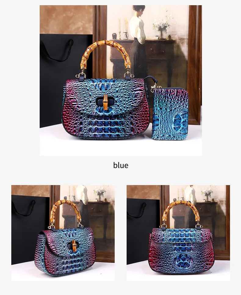 Crocodile Pattern Top Handle Handbag