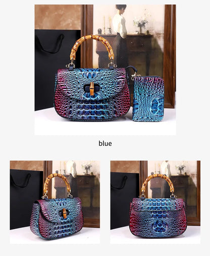 Crocodile Pattern Top Handle Handbag