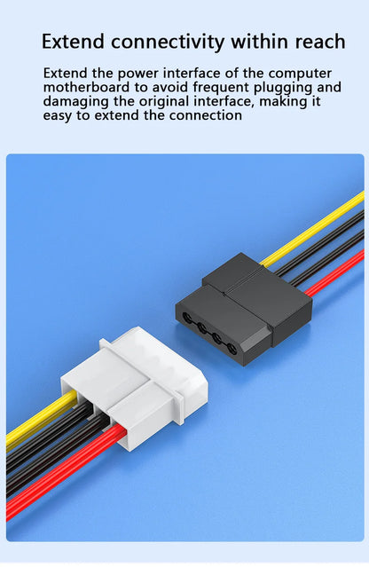 Dual SATA 15-Pin & 4-Pin Molex Power Splitter Cable for PC Hard Drives and SSDs
