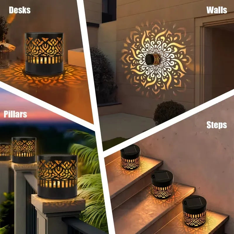 Solar Mandala Projector Garden Wall Light