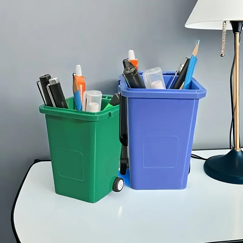Mini Desktop Trash Bin Pen Holder