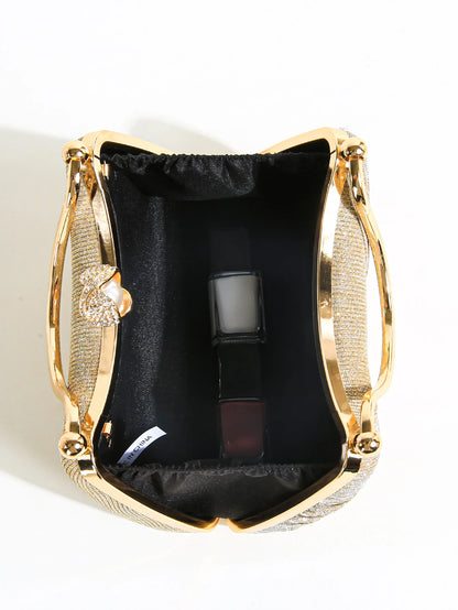 Ruched Glitter Evening Clutch Bag