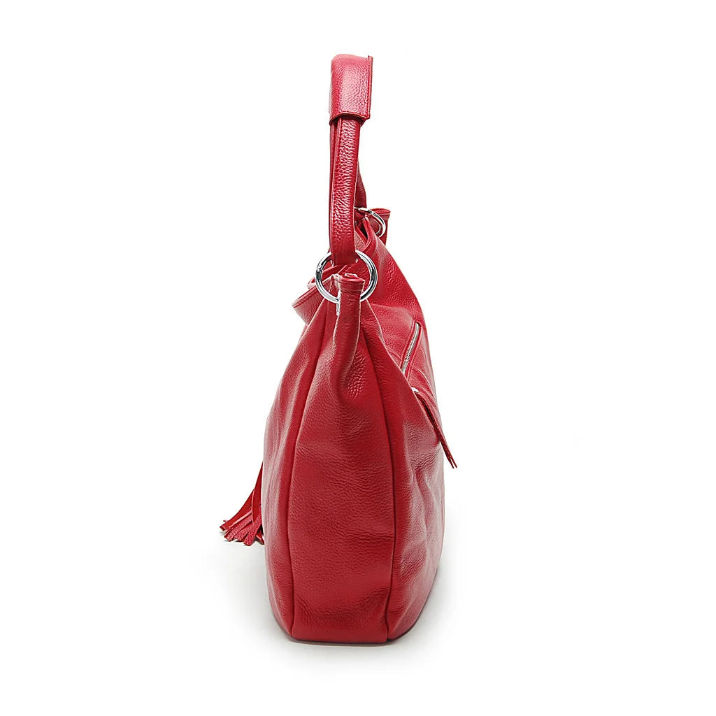 Genuine Leather Tassel Shoulder Bag